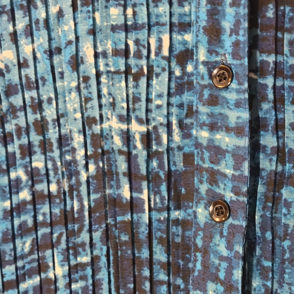 Addition Elle 16 Blouse Button Down Blue Sheer Plissé Flared Sleeve Plus Boho - Picture 9 of 15